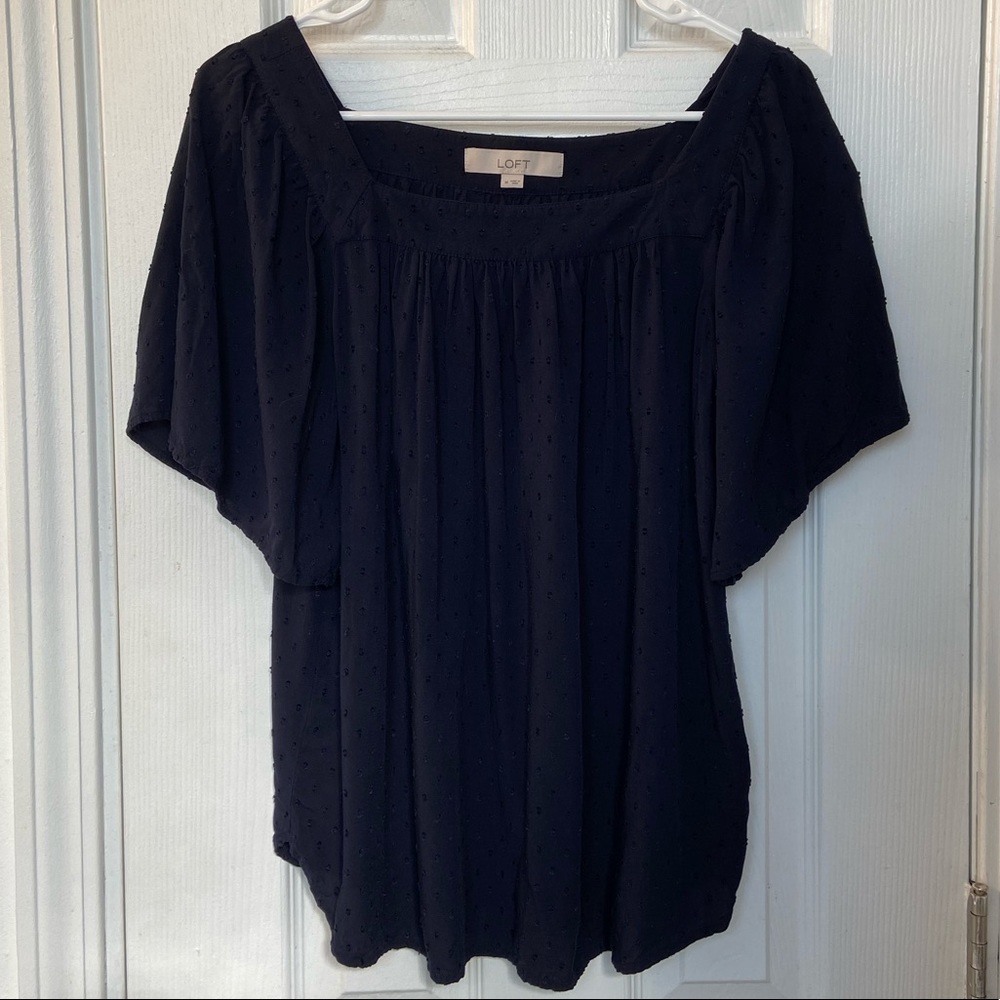 Navy LOFT Square Neck Blouse